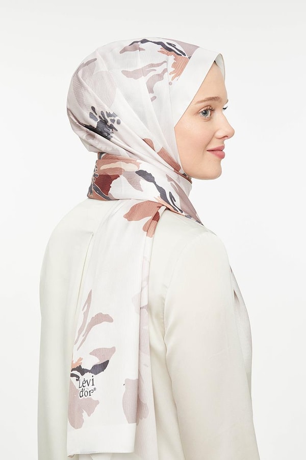 LevidorLevidor Çikolata Kahve Çiçek Baskılı Twill Şal