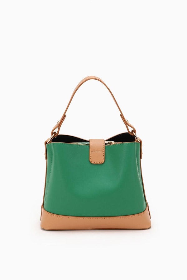 LevidorLevidor Çimen Yeşili Çift Renk Çıkarılabilir Askılı El Çantası