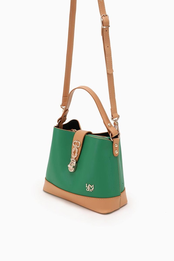 LevidorLevidor Çimen Yeşili Çift Renk Çıkarılabilir Askılı El Çantası
