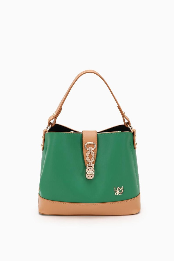 LevidorLevidor Çimen Yeşili Çift Renk Çıkarılabilir Askılı El Çantası