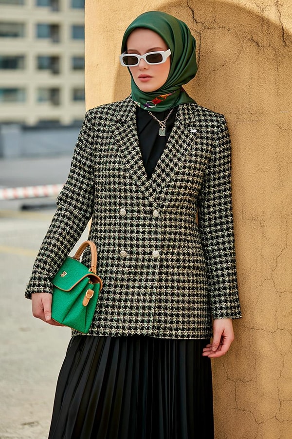 LevidorLevidor Çimen Yeşili Kumaş Dokulu El Çantası