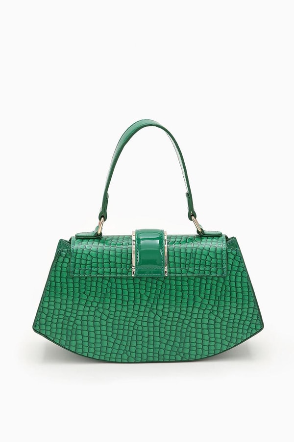 LevidorLevidor Çimen Yeşili Yılan Deri Desenli El Çantası