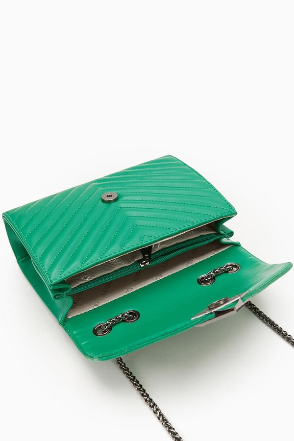 LevidorLevidor Çimen Yeşili Zincir Askılı Çıt Kapamalı Omuz Çantası