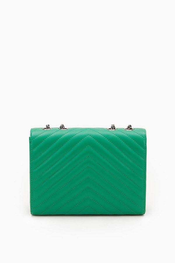 LevidorLevidor Çimen Yeşili Zincir Askılı Çıt Kapamalı Omuz Çantası