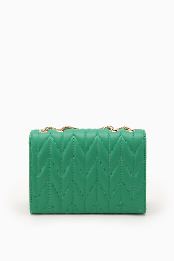 LevidorLevidor Çimen Yeşili Zincir Saplı Kabartma Desen Omuz Çantası