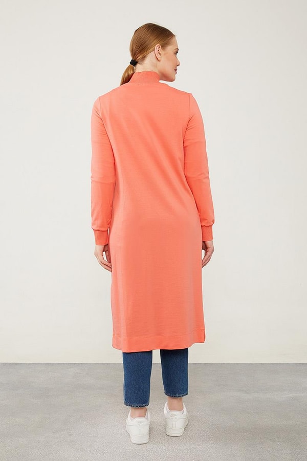 LevidorLevidor Coral Dik Yaka Fermuarlı Penye Elbise