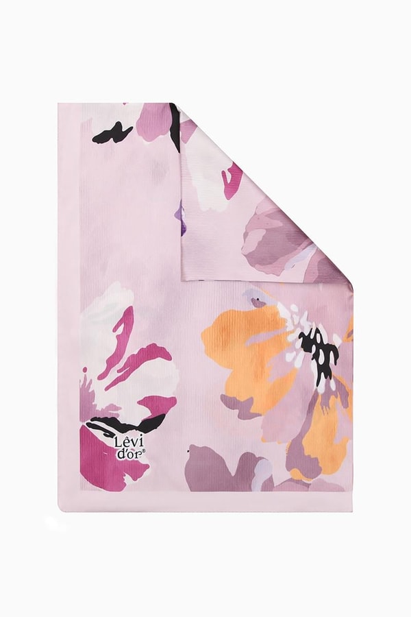 LevidorLevidor Eflatun Çiçek Baskılı Twill Şal