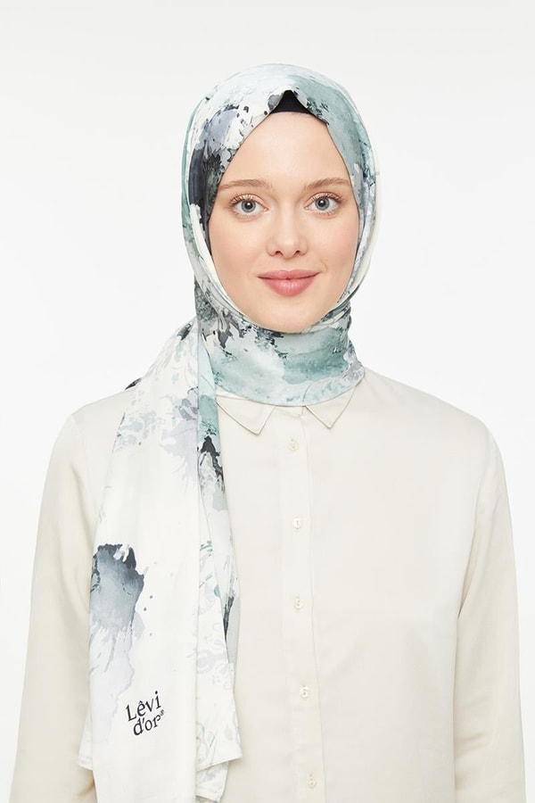LevidorLevidor Ekru Batik Görünümlü Twill Şal