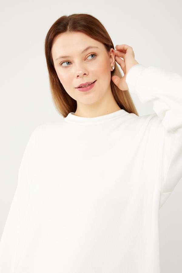 LevidorLevidor Ekru Bisiklet Yaka Kolları Ribanalı Elbise