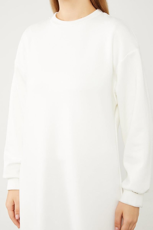 LevidorLevidor Ekru Bisiklet Yaka Kolları Ribanalı Elbise