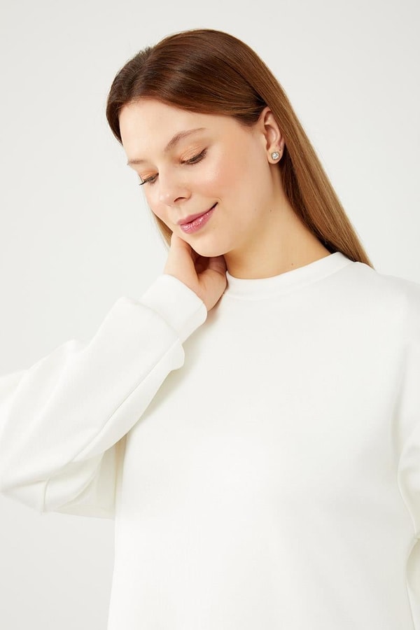 LevidorLevidor Ekru Bisiklet Yaka Kolları Ribanalı Elbise