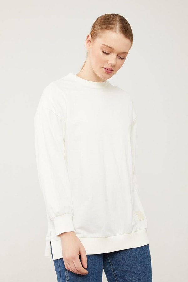 LevidorLevidor Ekru Bisiklet Yaka Ribanalı Basic Sweat