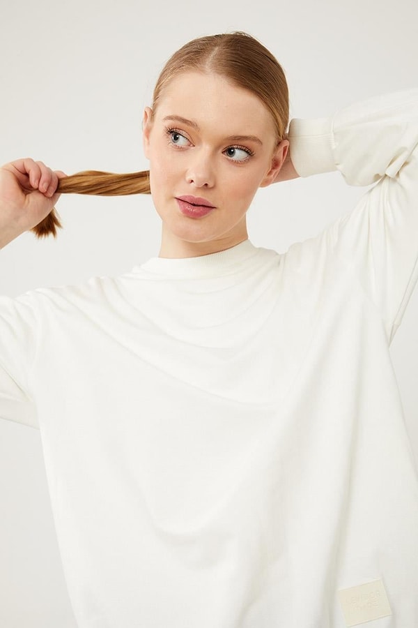 LevidorLevidor Ekru Bisiklet Yaka Ribanalı Basic Sweat