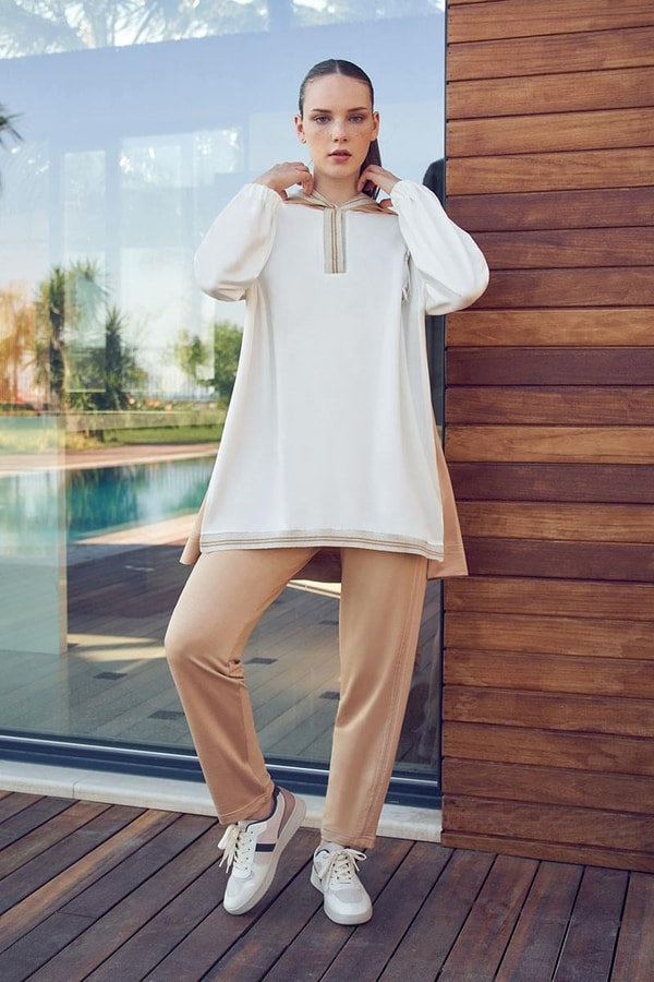 LevidorLevidor Ekru - Camel Ribanalı Eşofman Takım