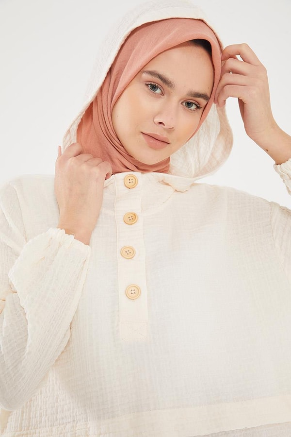 LevidorLevidor Ekru Kapşonlu Muslin Spor Takım