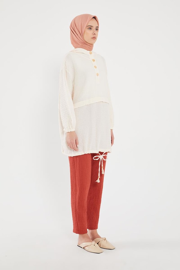 LevidorLevidor Ekru Kapşonlu Muslin Spor Takım