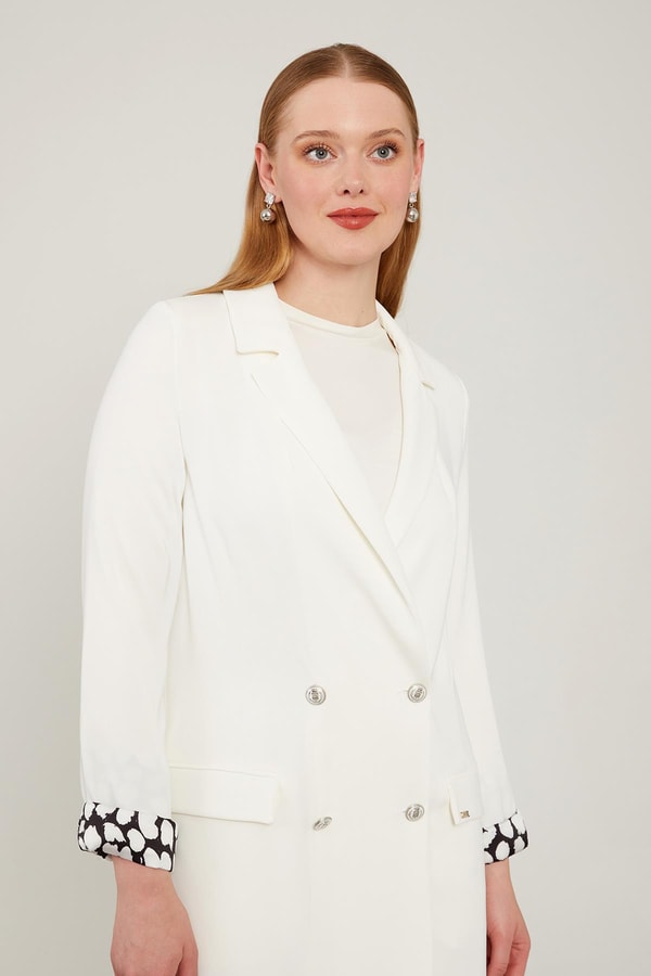 LevidorLevidor Ekru Kol Ağzı Desenli Kruvaze Ceket