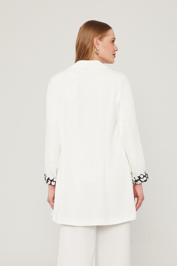 LevidorLevidor Ekru Kol Ağzı Desenli Kruvaze Ceket