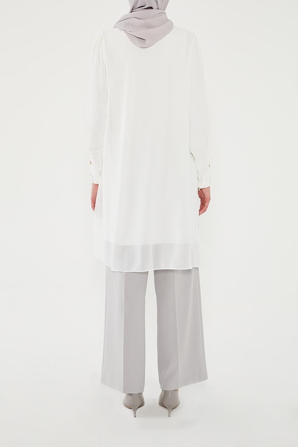 LevidorLevidor Ekru Kol Ucu Pliseli Tunik