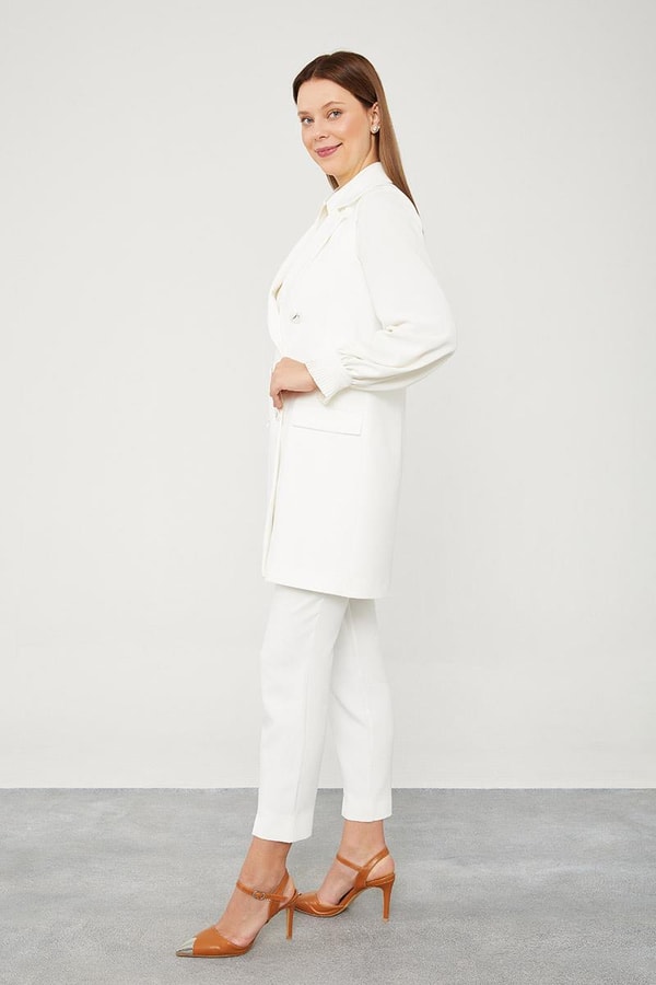 LevidorLevidor Ekru Kruvaze Kesim Yelek Pantolon Takım
