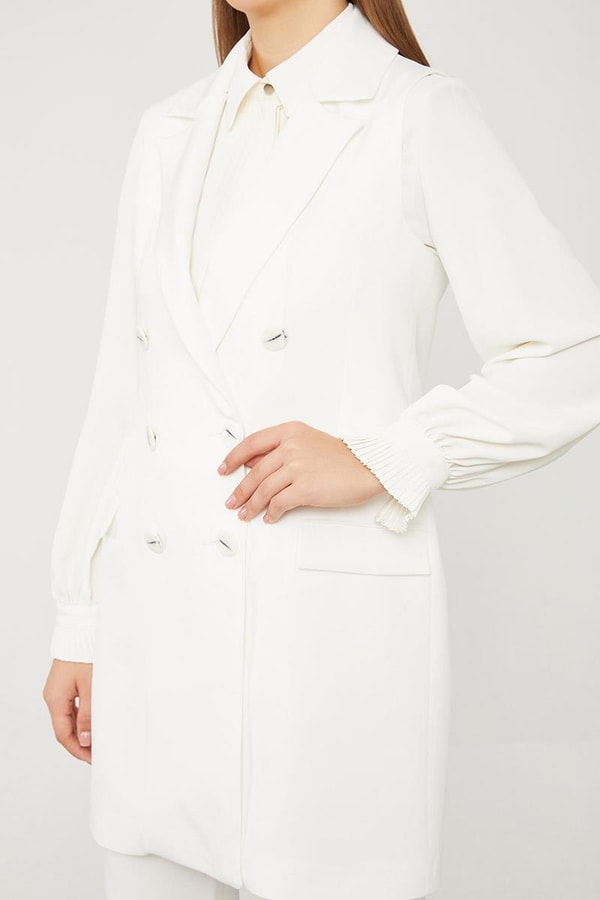 LevidorLevidor Ekru Kruvaze Kesim Yelek Pantolon Takım