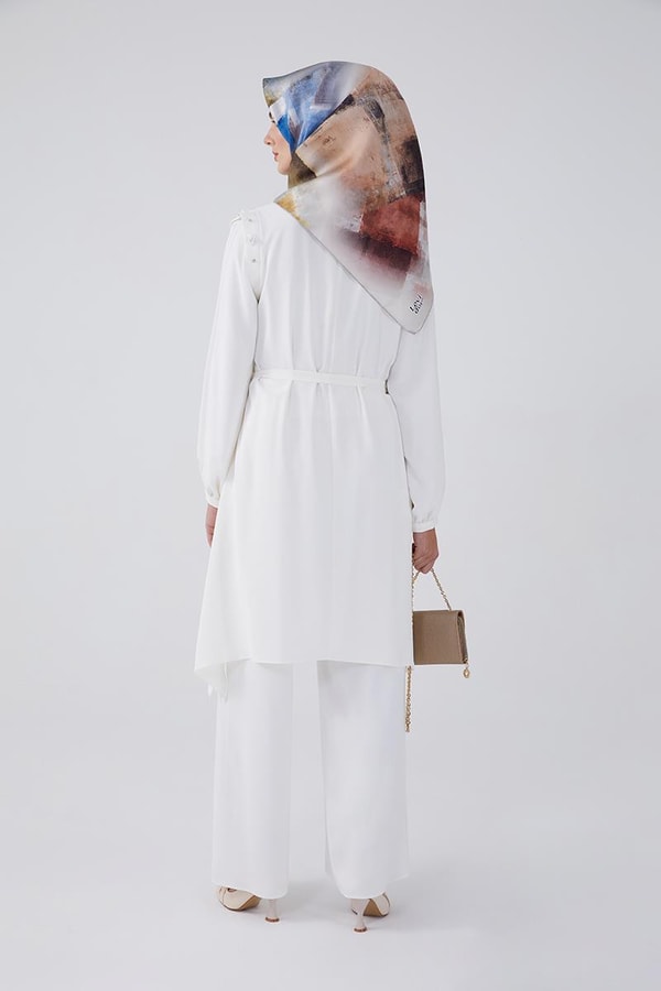 LevidorLevidor Ekru Omzu İşlemeli Tunik Takım