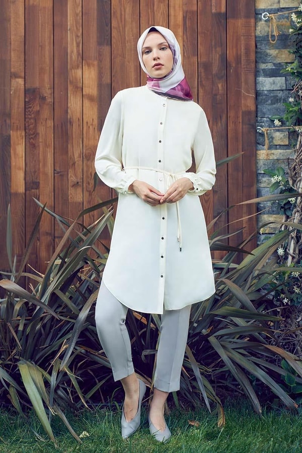 LevidorLevidor Ekru Önü Düğmeli Tunik