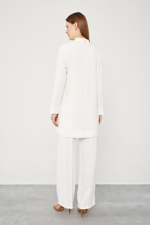 LevidorLevidor Ekru Taş Zincir Aksesuarlı İkili Takım