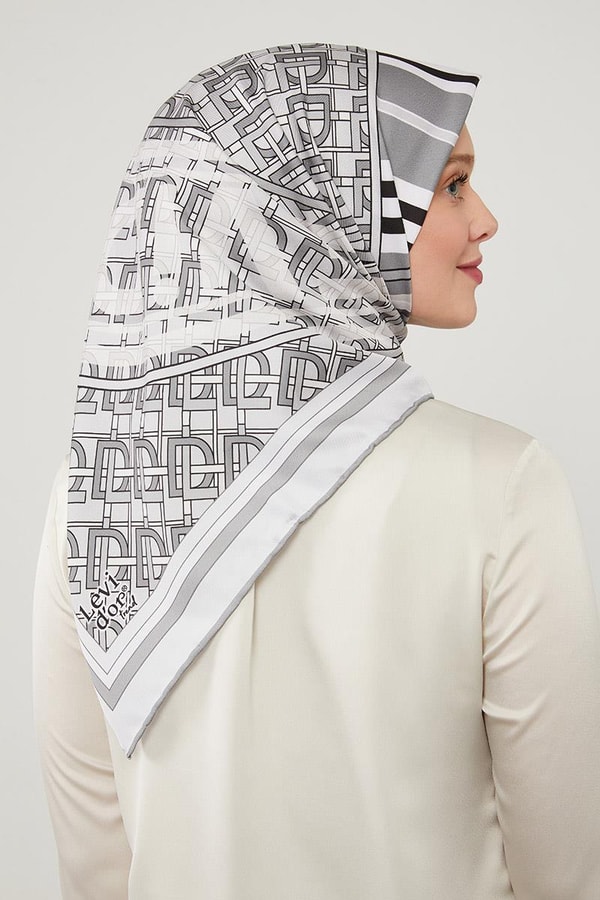 LevidorLevidor Füme Yazı Baskılı Trend Twill Eşarp