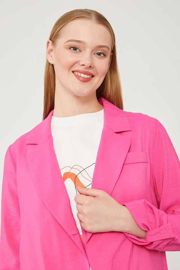 LevidorLevidor Fuşya Baskılı İçlikli Geniş Paça Pantolonlu Ceket Takım