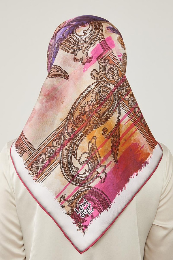 LevidorLevidor Fuşya Batik Etnik Baskılı Trend Twill Eşarp