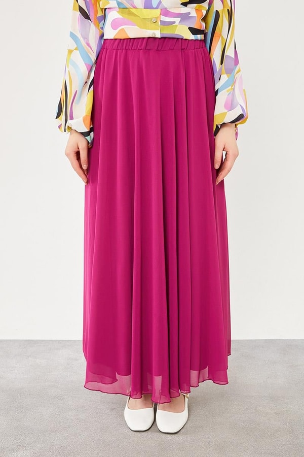 LevidorLevidor Fuşya Beli Lastikli Kloş Etek