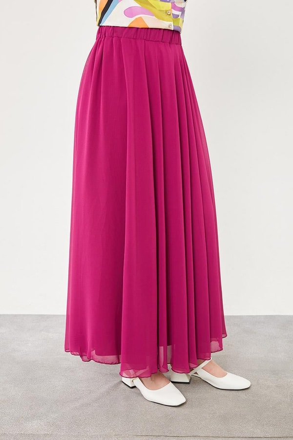 LevidorLevidor Fuşya Beli Lastikli Kloş Etek