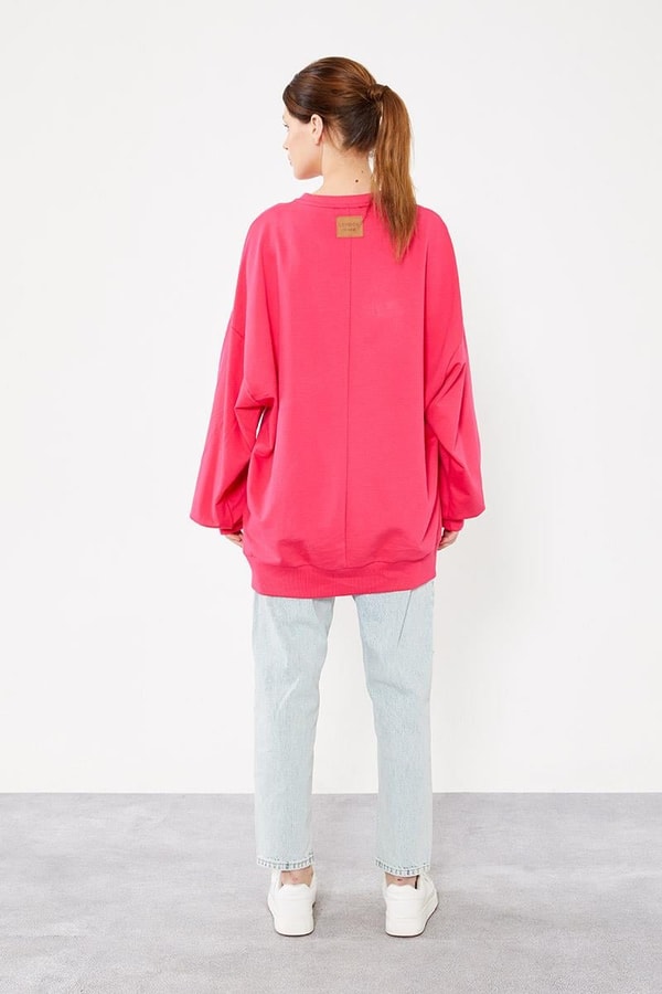 LevidorLevidor Fuşya Bisiklet Yaka Oversize Sweat