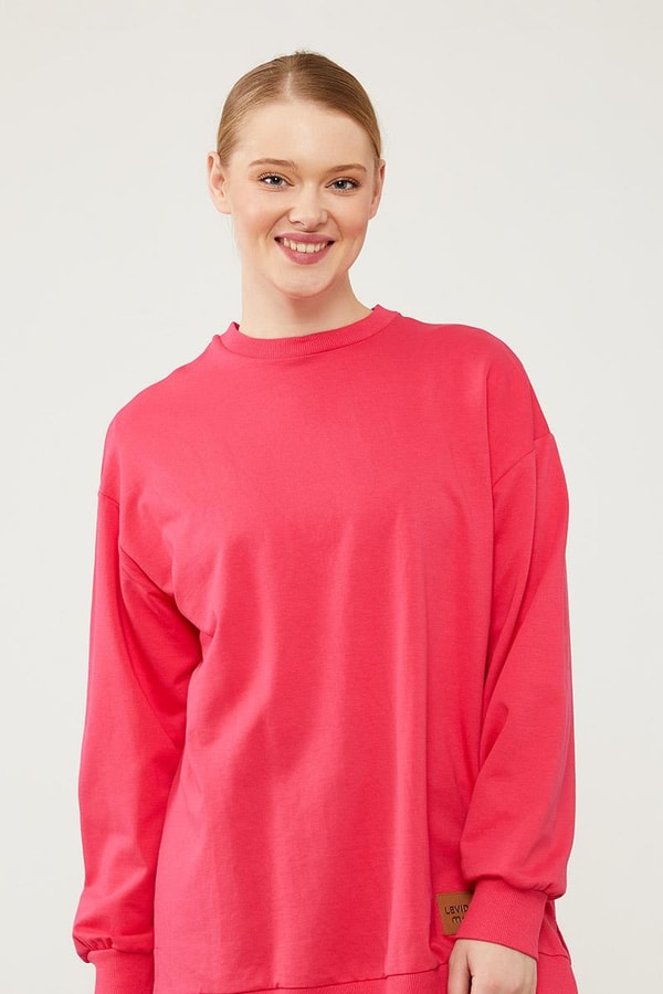 LevidorLevidor Fuşya Bisiklet Yaka Ribanalı Basic Sweat