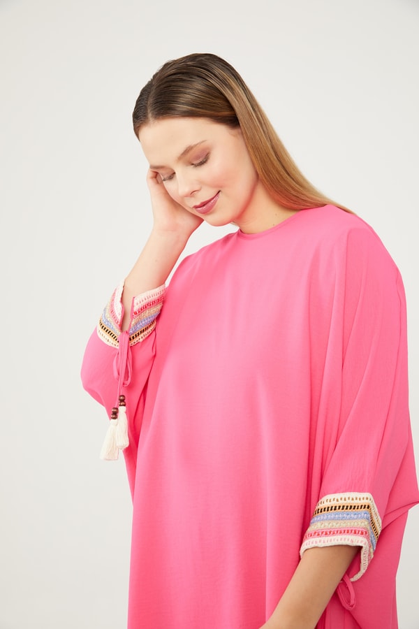 LevidorLevidor Fuşya Dantel Detaylı Tunik