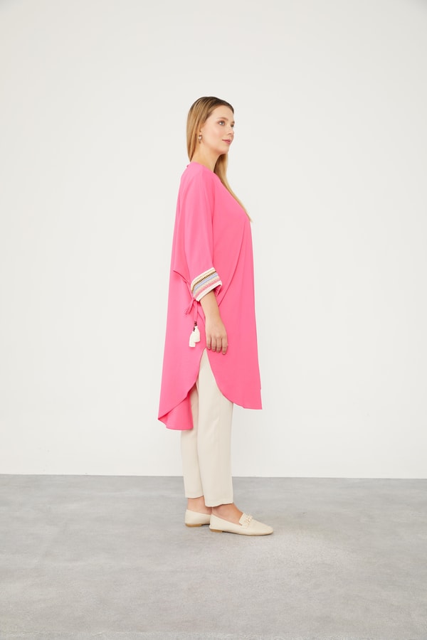 LevidorLevidor Fuşya Dantel Detaylı Tunik