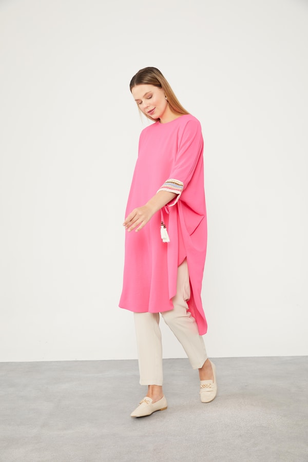 LevidorLevidor Fuşya Dantel Detaylı Tunik