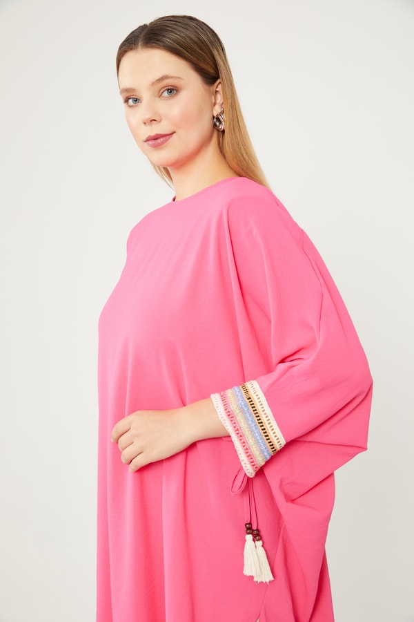 LevidorLevidor Fuşya Dantel Detaylı Tunik