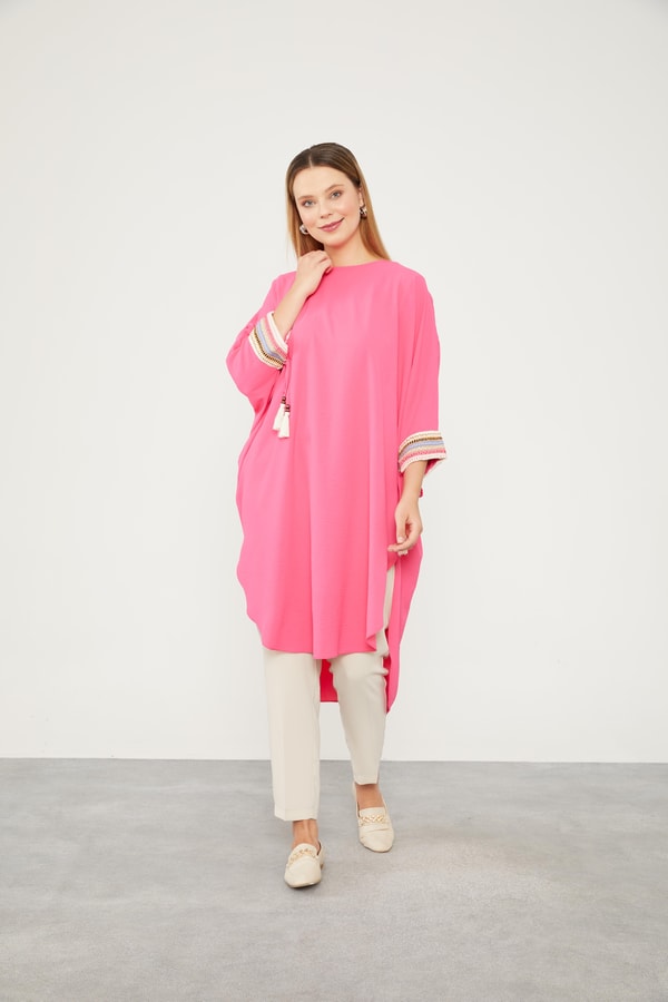 LevidorLevidor Fuşya Dantel Detaylı Tunik