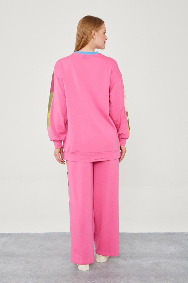 LevidorLevidor Fuşya Geometrik Desenli Spor Takım