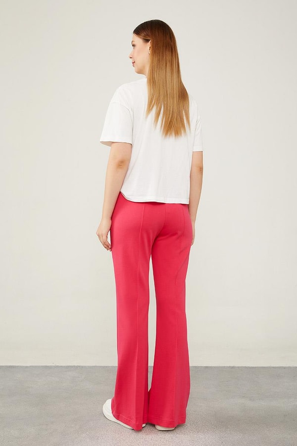 LevidorLevidor Fuşya İspanyol Paça Beli Lastikli Pantolon