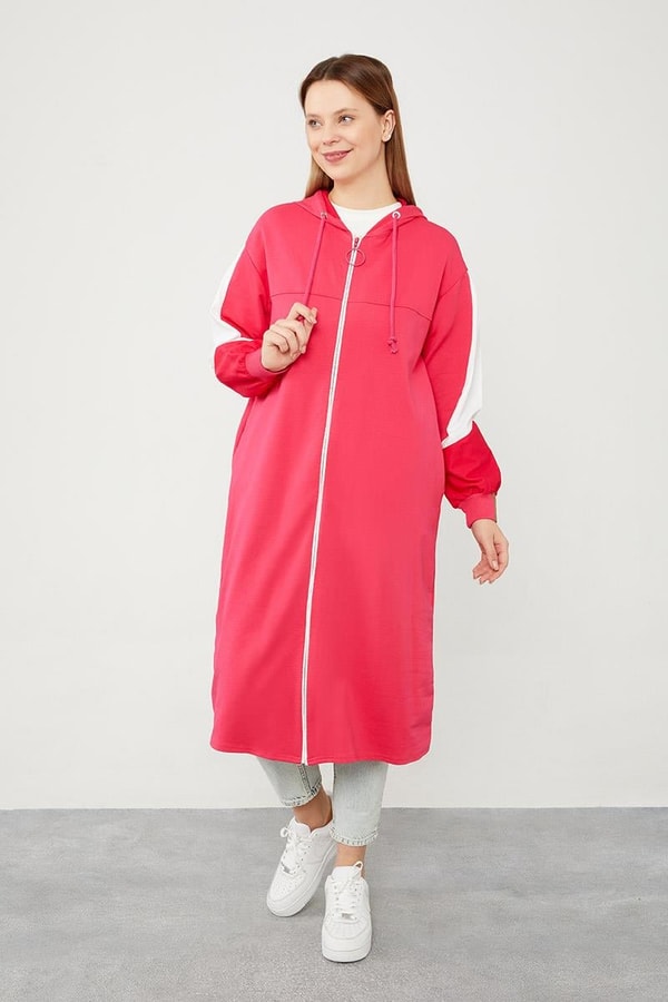 LevidorLevidor Fuşya Kapuşonlu Fermuar Kapamalı Kap