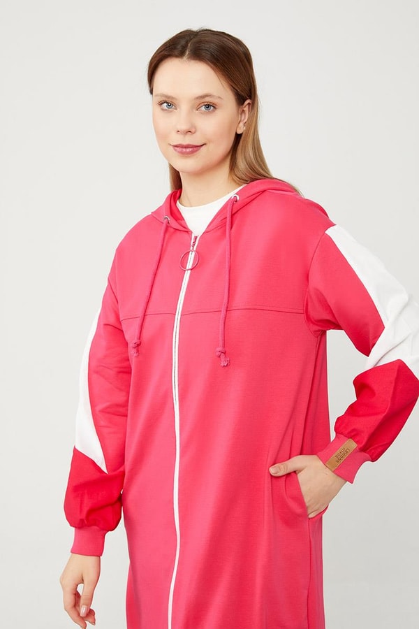 LevidorLevidor Fuşya Kapuşonlu Fermuar Kapamalı Kap