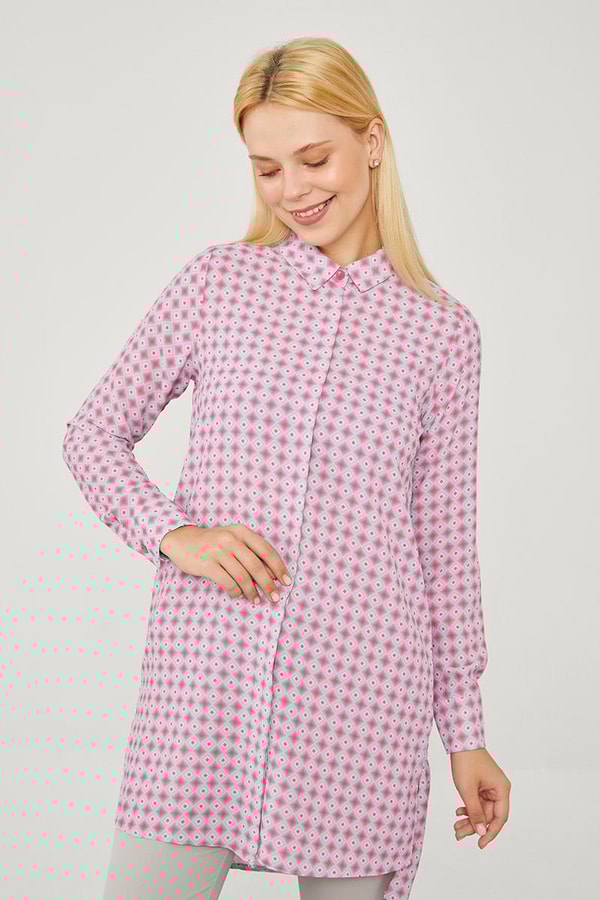 LevidorLevidor Fuşya Kare Desen Tunik