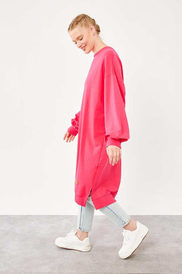 LevidorLevidor Fuşya Oversize Uzun Sweat
