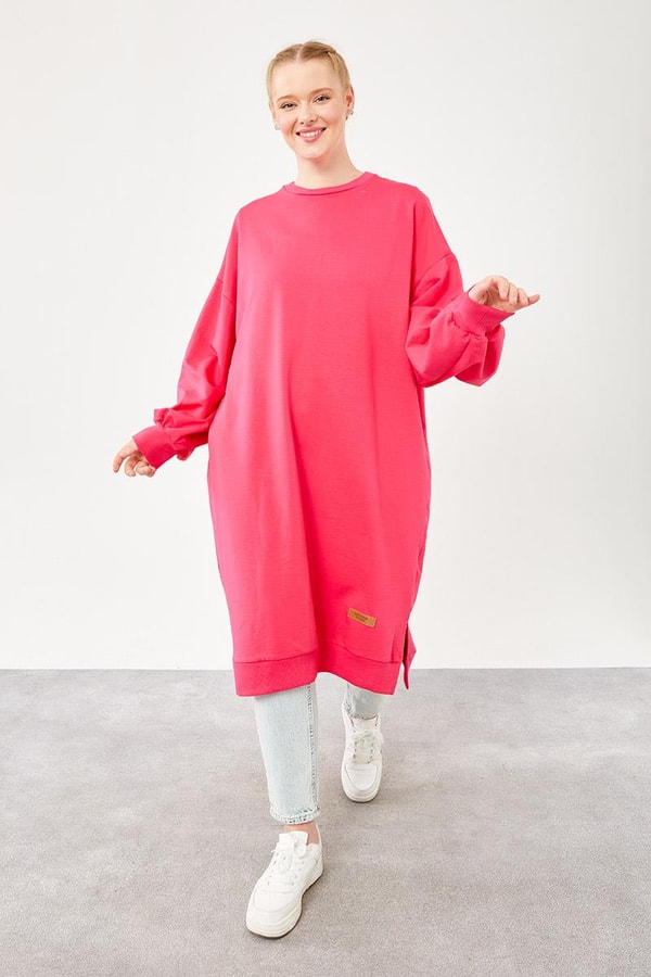 LevidorLevidor Fuşya Oversize Uzun Sweat