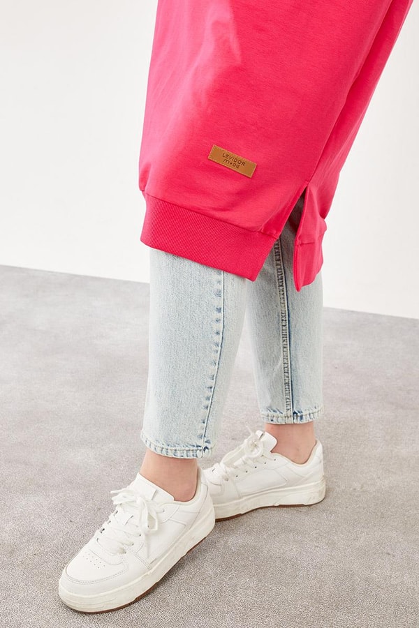 LevidorLevidor Fuşya Oversize Uzun Sweat