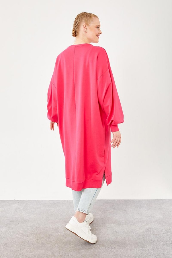 LevidorLevidor Fuşya Oversize Uzun Sweat