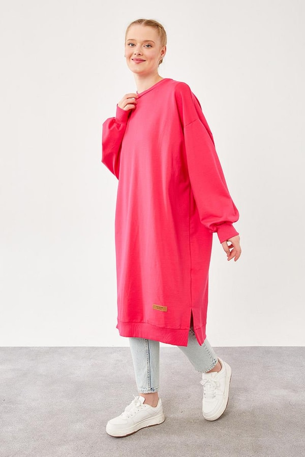 LevidorLevidor Fuşya Oversize Uzun Sweat